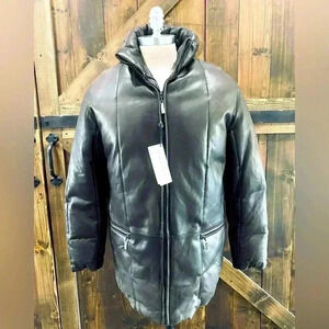 NWT Calvin Klein Collection Cocoa Brown Lambskin Quilted Puffer Jacket Men’s M